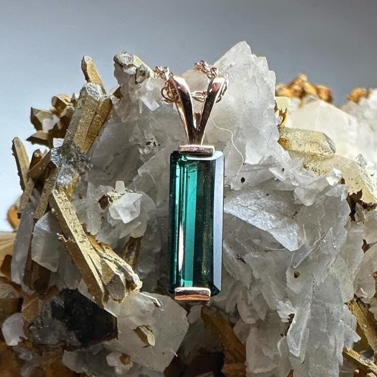 Indicolite Tourmaline 14K Rose Gold Necklace