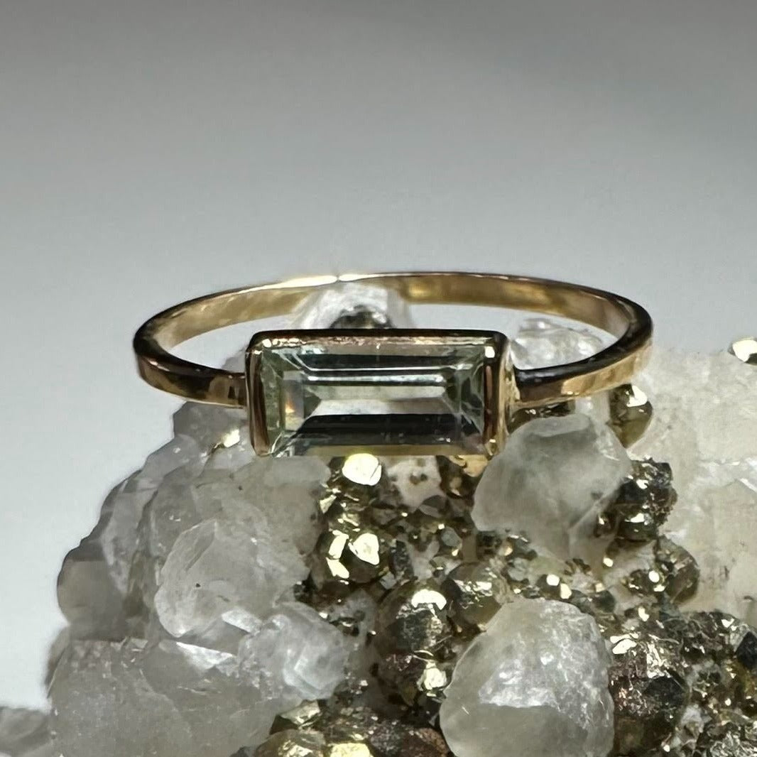Minty Green Afghani Tourmaline Yellow Gold Ring