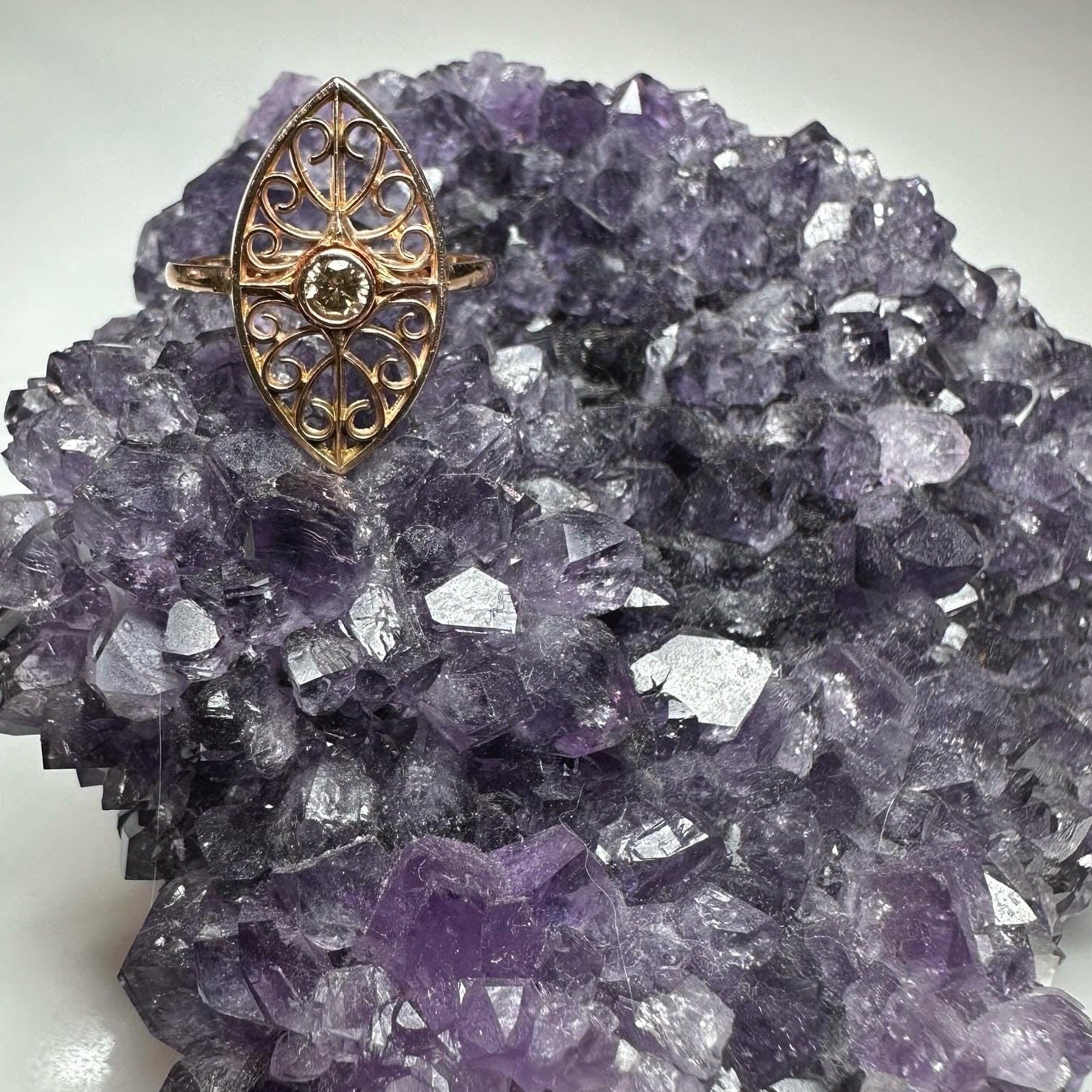 Filagree Natural Diamond Rose Gold Ring