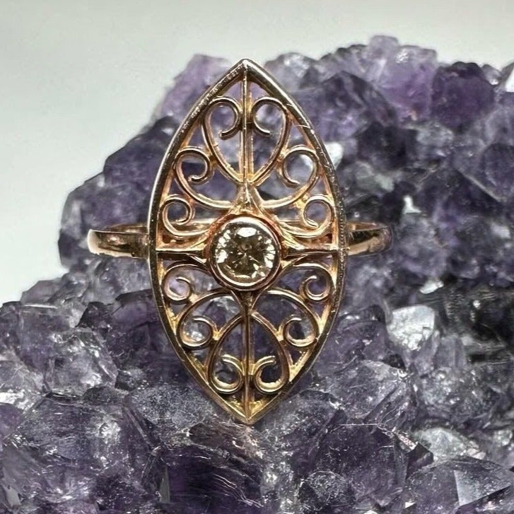 Filagree Natural Diamond Rose Gold Ring