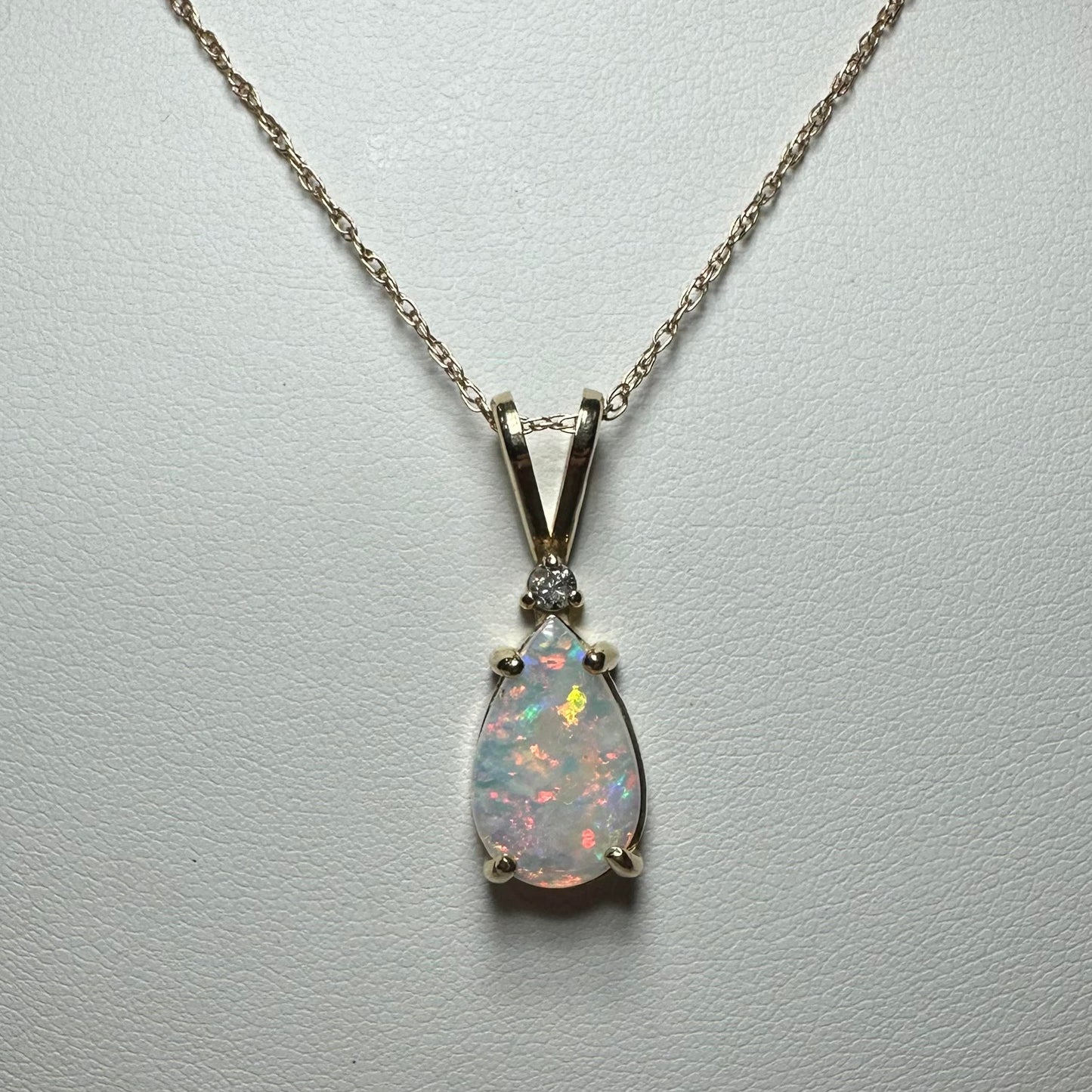 Australian Crystal Opal & Diamond 14K Yellow Gold Necklace