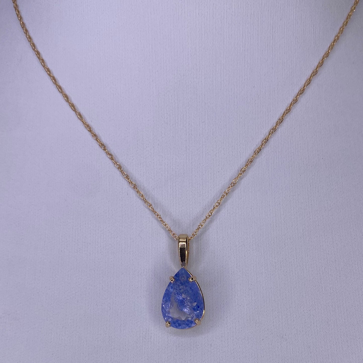 Dumortierite in Quartz 14K Gold Necklace