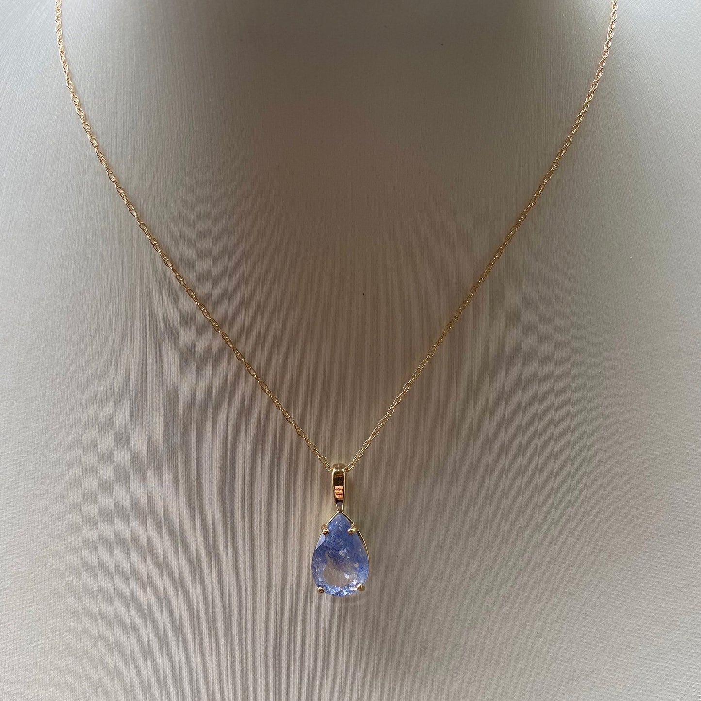 Dumortierite in Quartz 14K Gold Necklace