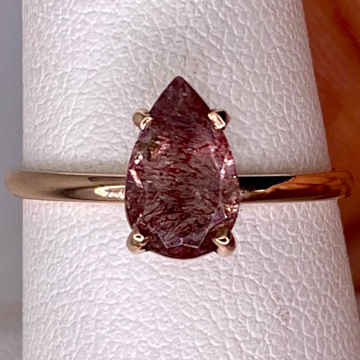 Faceted Super 7 Crystal Rose Gold Ring