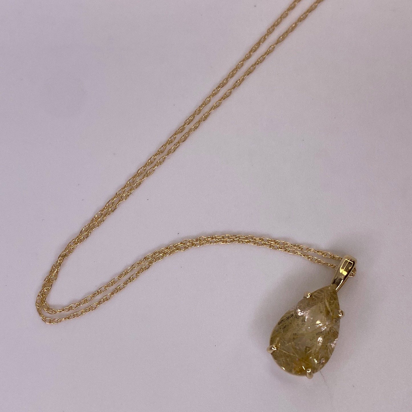 Thin Rutilated Quartz 14K Gold Necklace