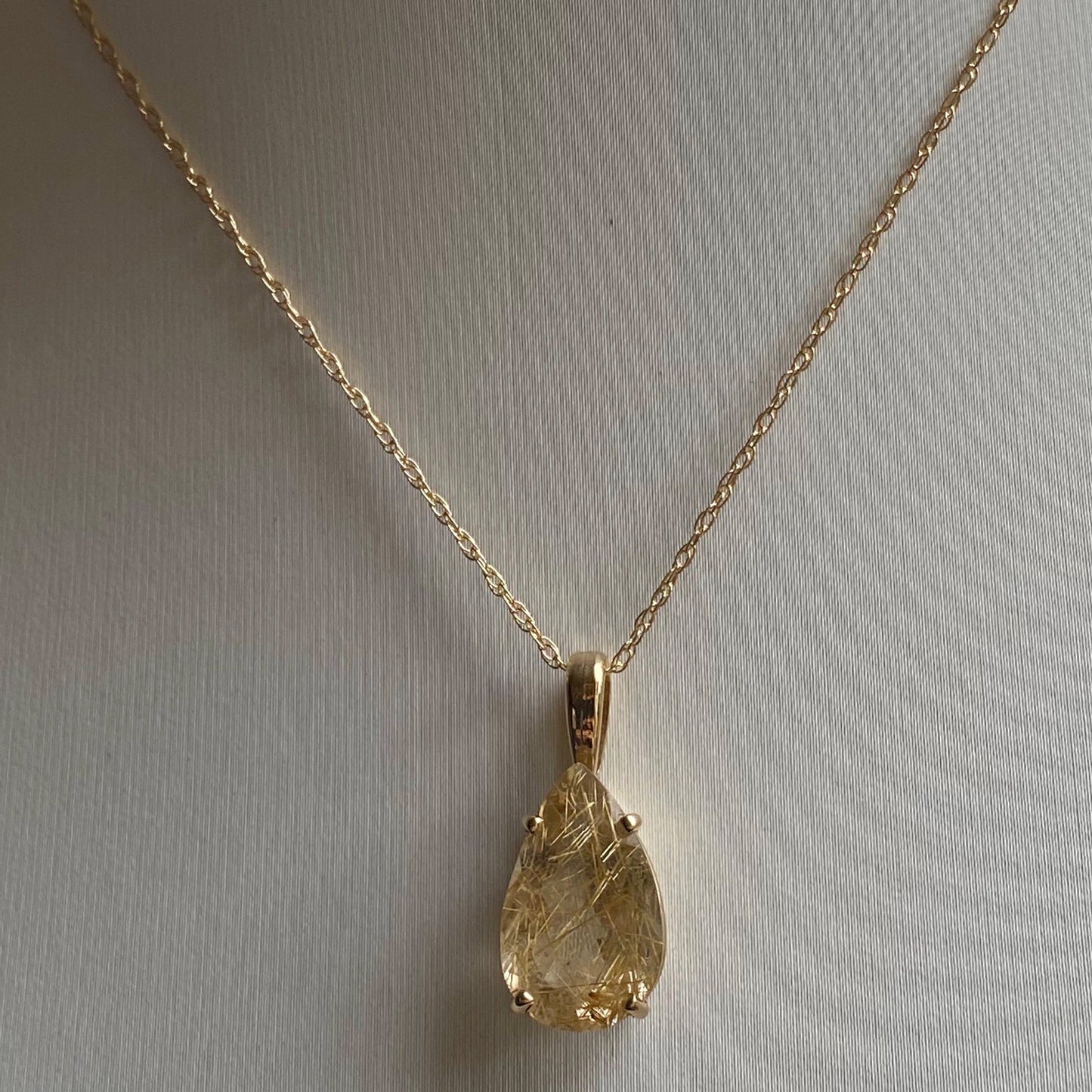 Thin Rutilated Quartz 14K Gold Necklace