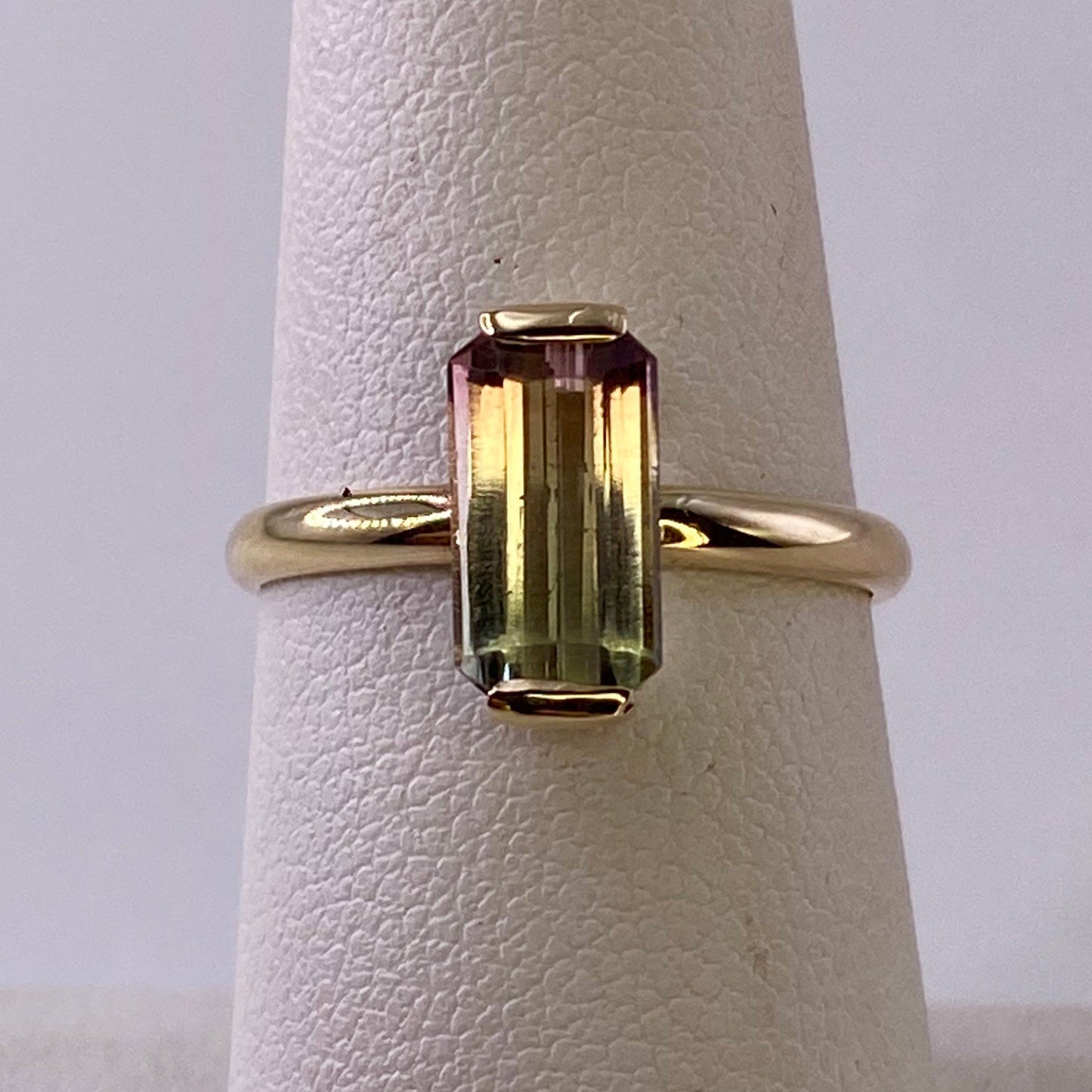 Watermelon Tourmaline Yellow Gold Ring