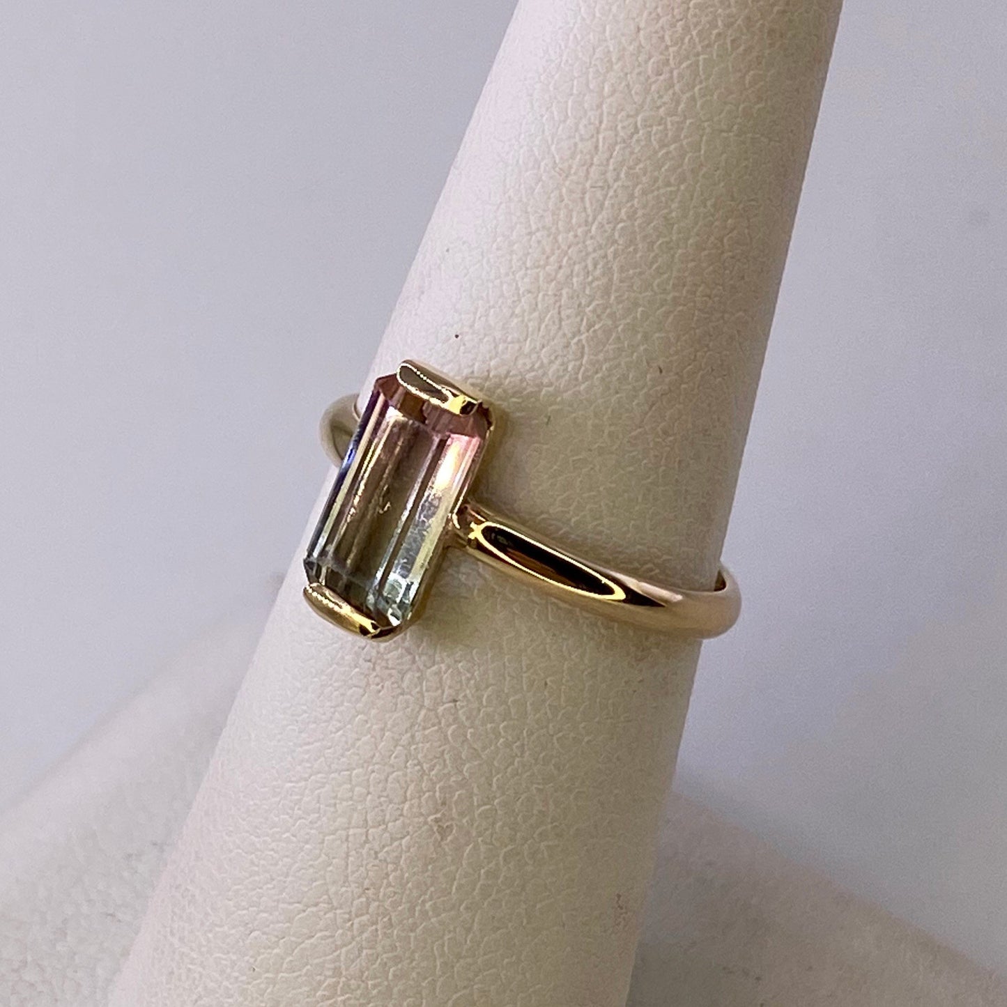 Watermelon Tourmaline Yellow Gold Ring