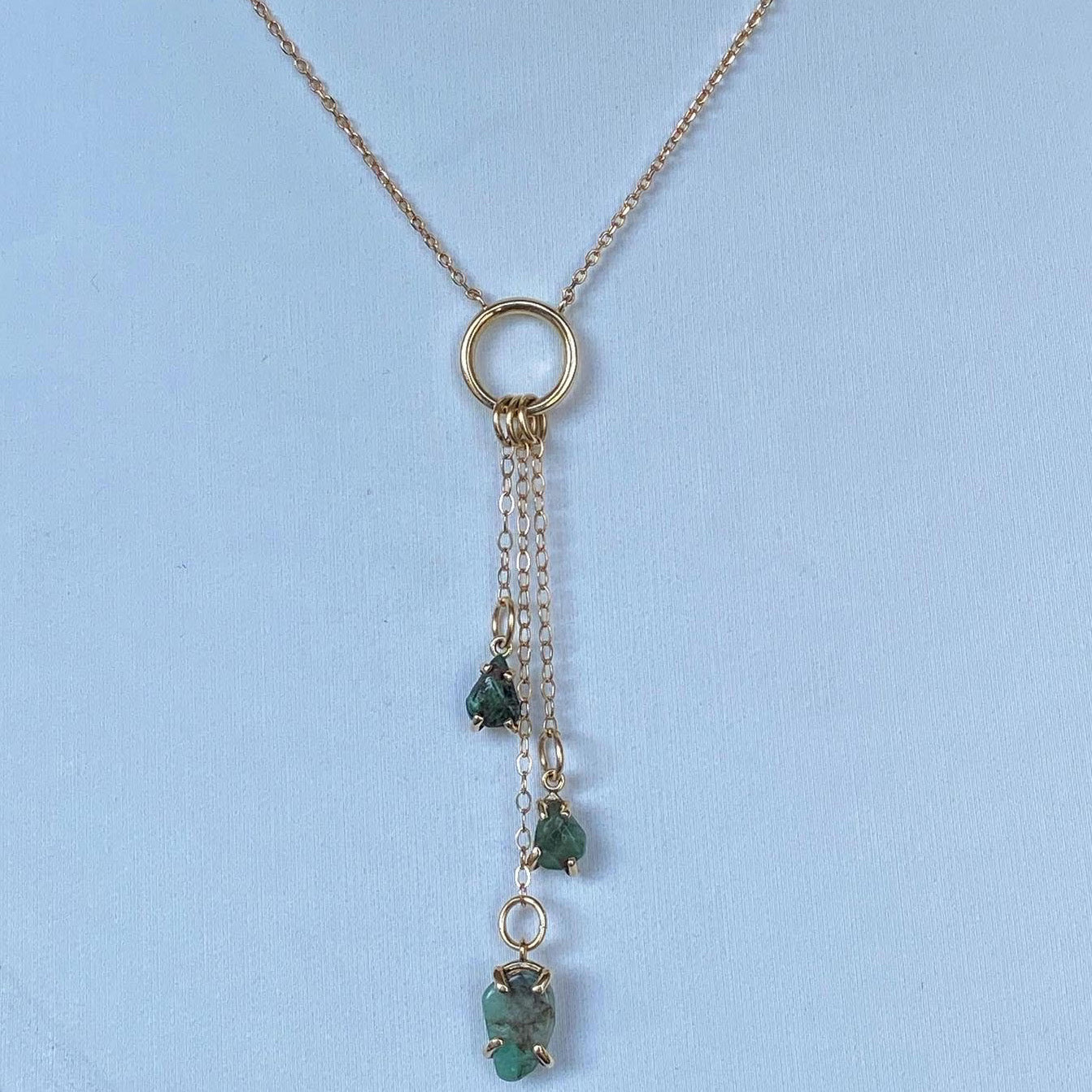 Rough Cut Emerald 14K Gold Necklace