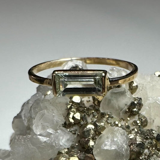Minty Green Afghani Tourmaline Yellow Gold Ring