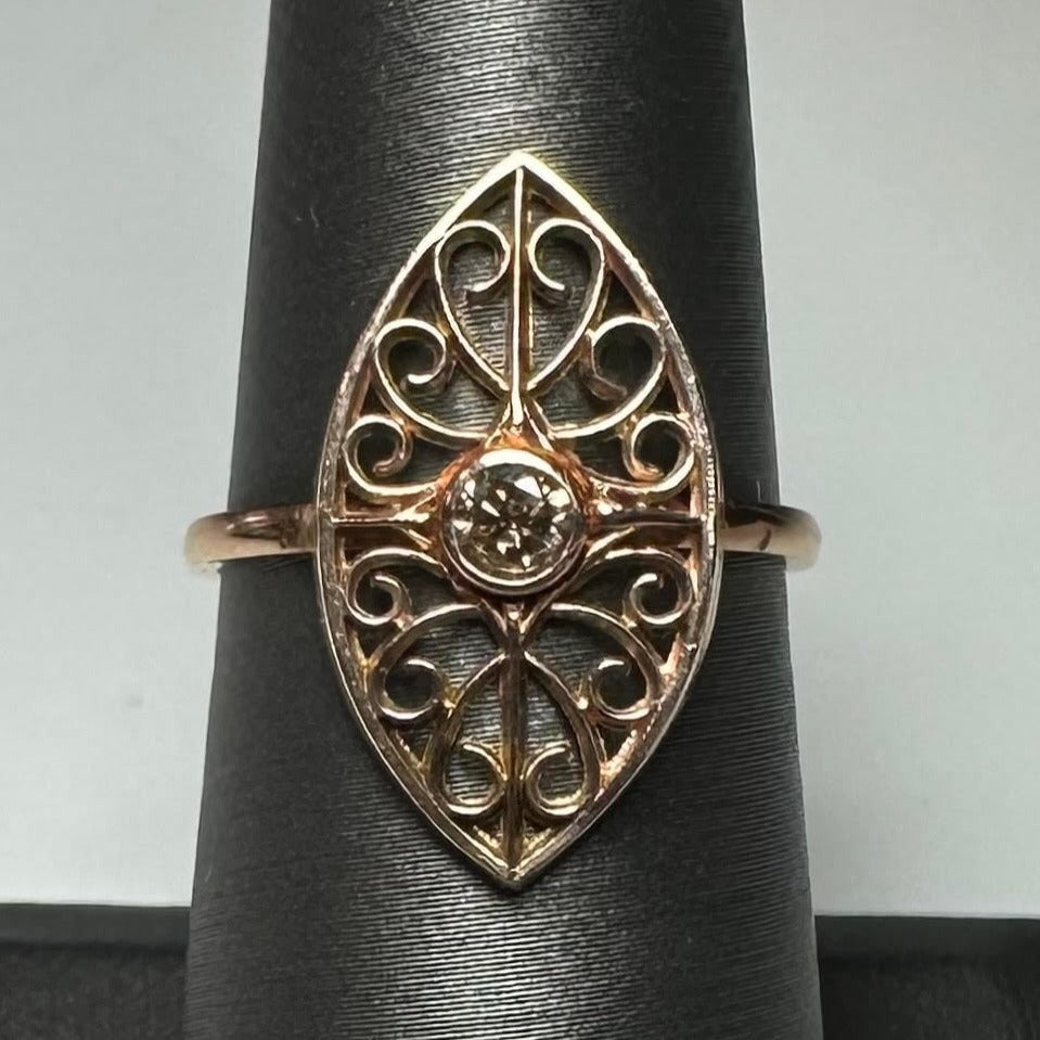 Filagree Natural Diamond Rose Gold Ring
