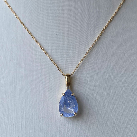 Dumortierite in Quartz 14K Gold Necklace
