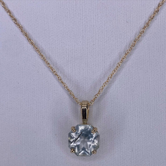 Prehenite with Black Rutile Inclusion 14K Gold Necklace