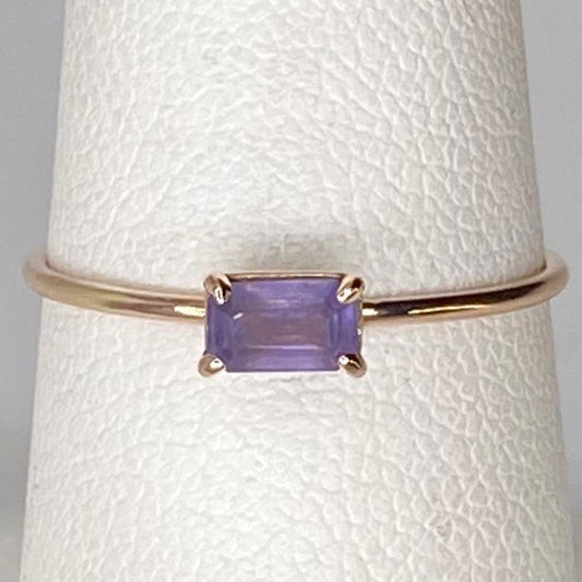 Purple Sapphire Baguette Rose Gold Ring