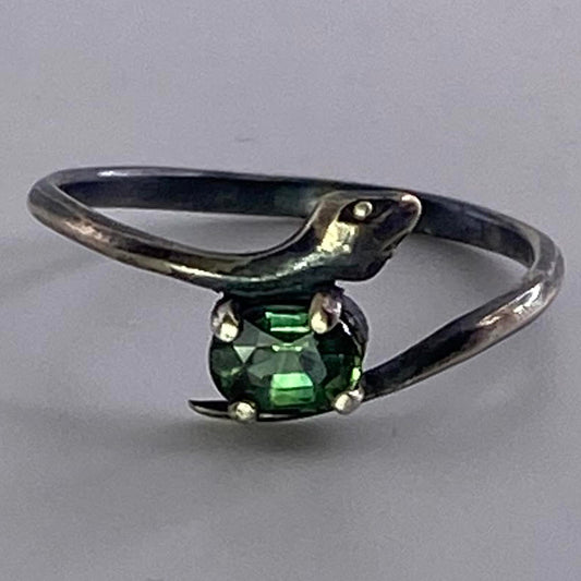Green Sapphire Sterling Silver Snake Ring