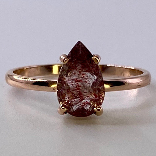 Faceted Super 7 Crystal Rose Gold Ring