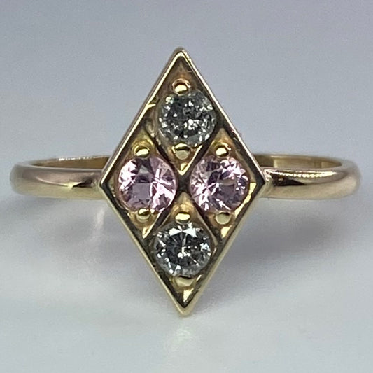 Diamond and Morganite Yellow Gold Diamond Ring