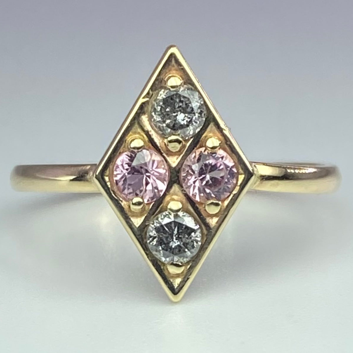 Diamond and Morganite Yellow Gold Diamond Ring