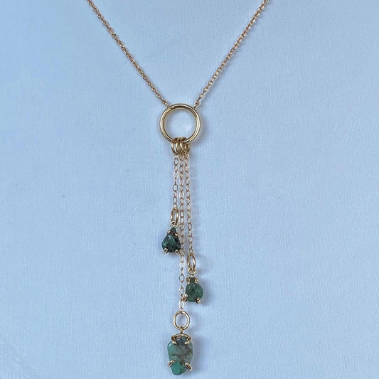 Rough Cut Emerald 14K Gold Necklace