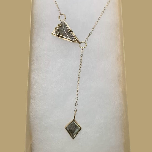 Swedish Muonionalusta Meteorite 14K Gold Necklace